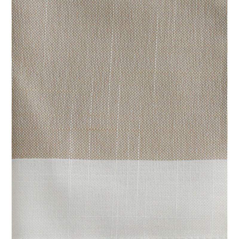 Beige and White Polyester Table Runner with Trim Embellishment