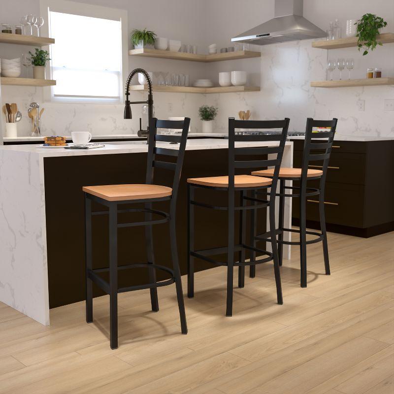 Flash Furniture Black Ladder Back Metal Restaurant Barstool