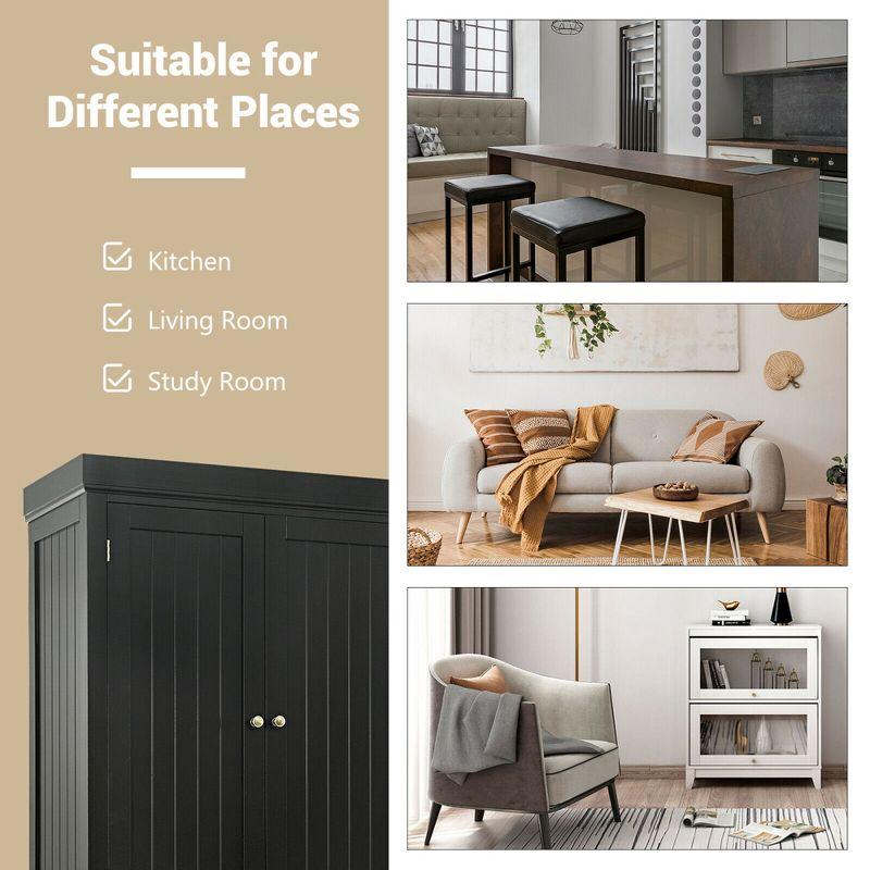 Costway Kitchen Cabinet Pantry Cupboard Freestanding with Shelves Espresso
