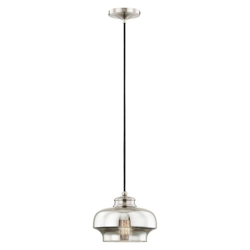 Sleek Smoke Glass Globe Mini Pendant in Brushed Nickel