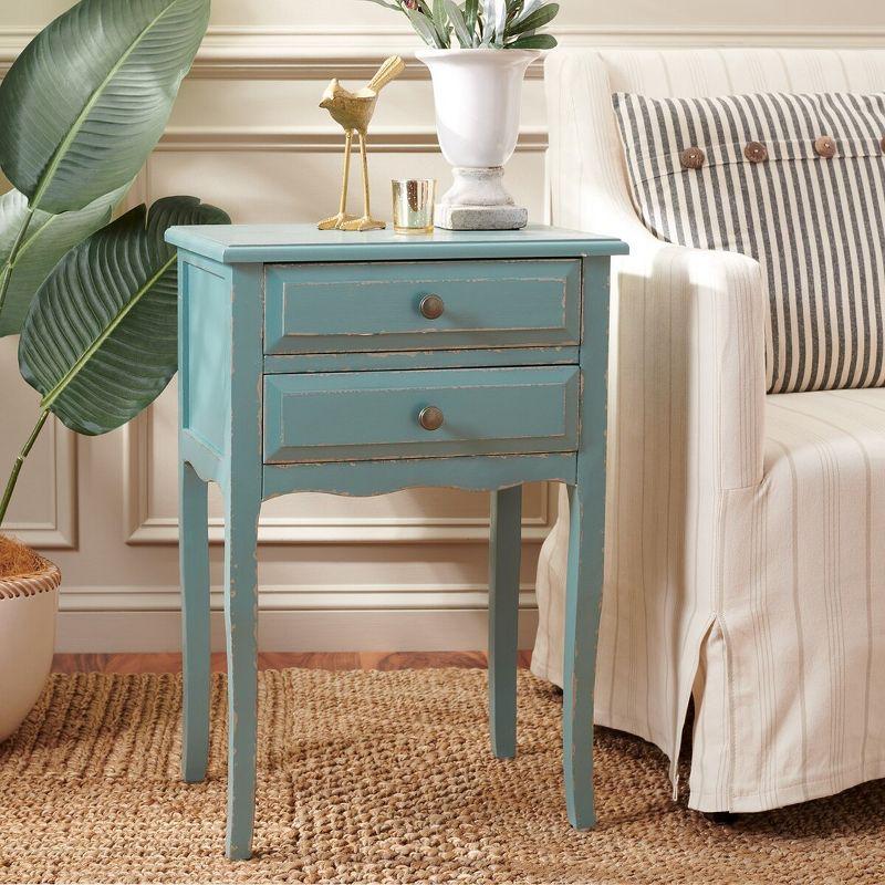 Lori End Table With Storage Drawers - AMH6576F - Pale Blue/White Smoke - Safavieh Couture