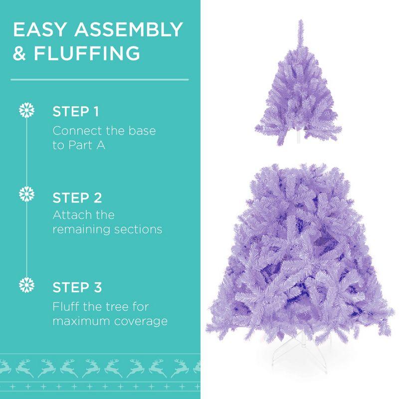 Best Choice Products Pre-Lit Lavender Christmas Tree, Artificial Full Holiday Decoration w/ Incandescent Lights