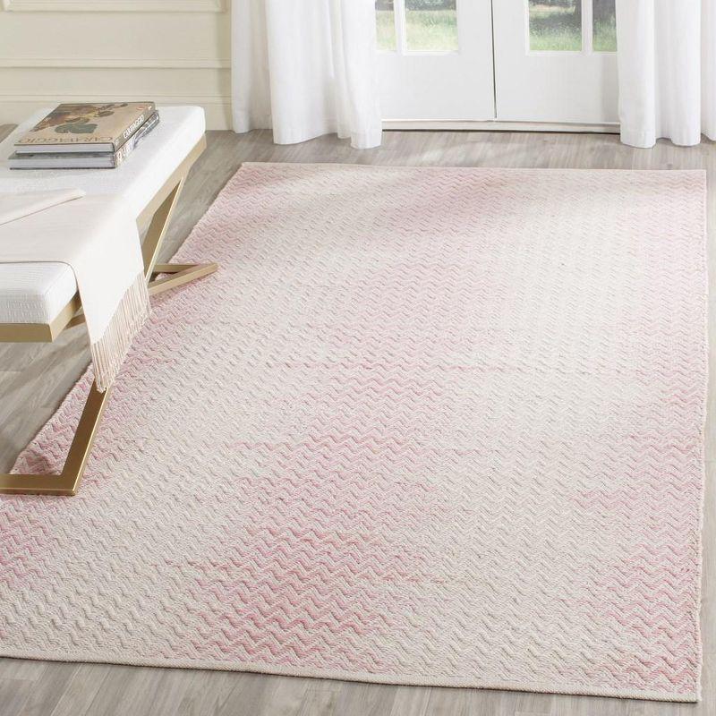 Cotton Kilim KLC121 Hand Woven Area Rug - Light Pink/Ivory - 4'x6' - Safavieh