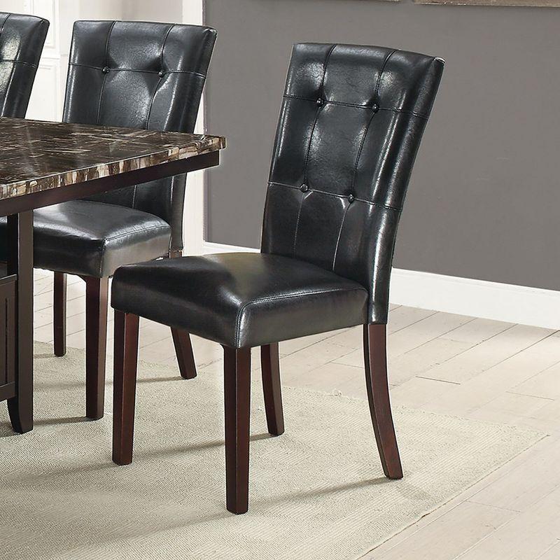 Simple Relax Set of 2 Leather Upholstered Dining Chairs in Black