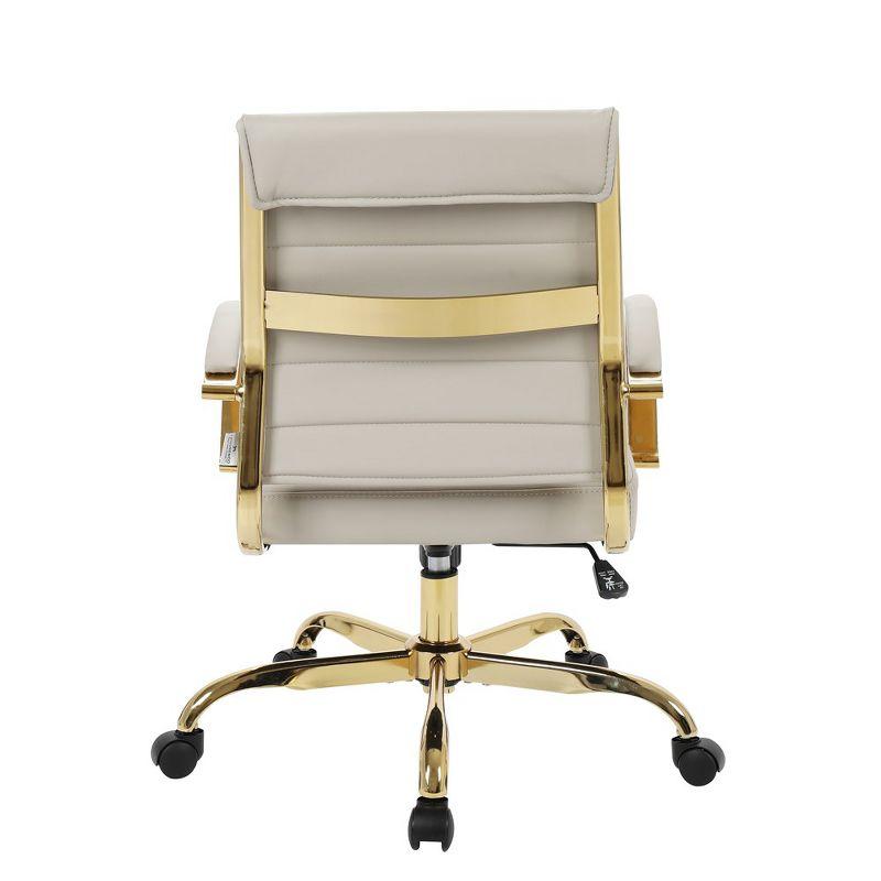 Everly Quinn Naudain Leather Office Chair – Modern Executive Swivel Task Chair with Wheels, Adjustable Height & Padded Arms for Desk or Conference Room