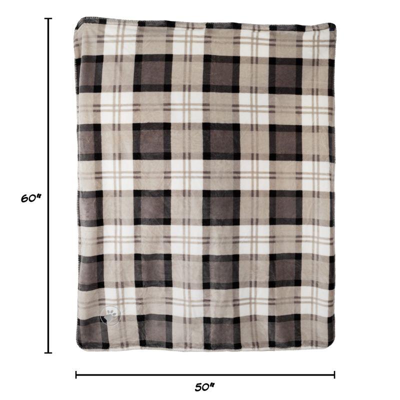 Pet Blanket - Reversible Waterproof Plaid Throw Protects Couch, Car, and Bed from Spills, Stains, or Fur - Dog and Cat Blankets by Petmaker (Gray)