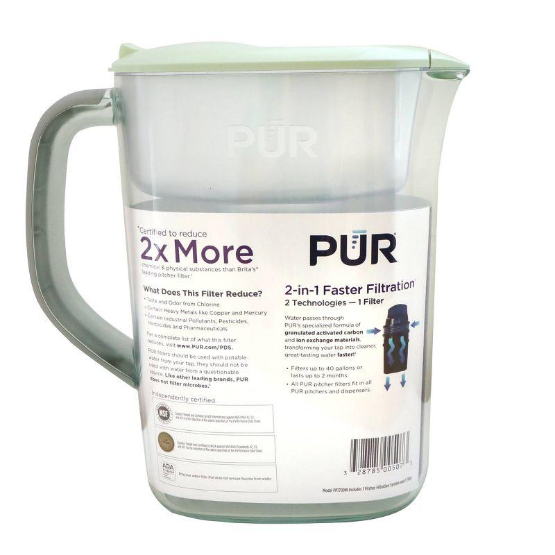 PUR 7 Cup Water Pitcher Filtration System Lime PPT700L: BPA-Free, Dishwasher-Safe, Filters Pesticides & Chlorine