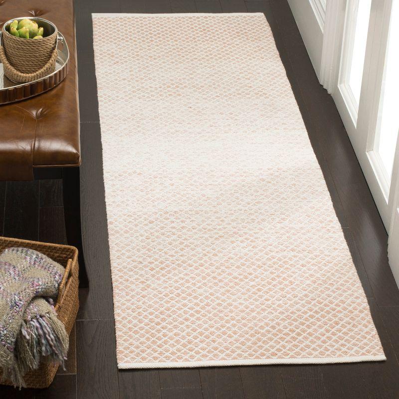 Ivory Flat Woven Cotton Area Rug 27" x 8"