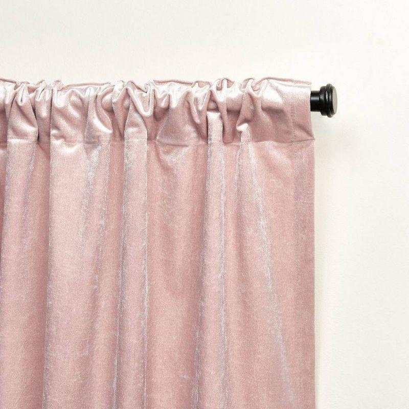 Set of 2 (63"x52") Velvet Heavyweight Hidden Tab Top Curtain Panels Blush - Exclusive Home: Light Filtering Window Curtains