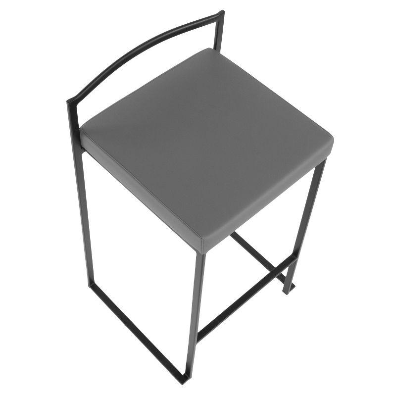LumiSource Set of 2 26" Fuji Contemporary Counter Height Barstools Gray: Padded, Metal Frame, Stackable