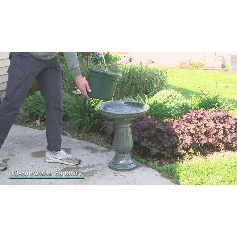 Lark Manor™ Aubriela Freestanding Ceramic Outdoor Bird Bath, UV-Resistant Green Mist Finish