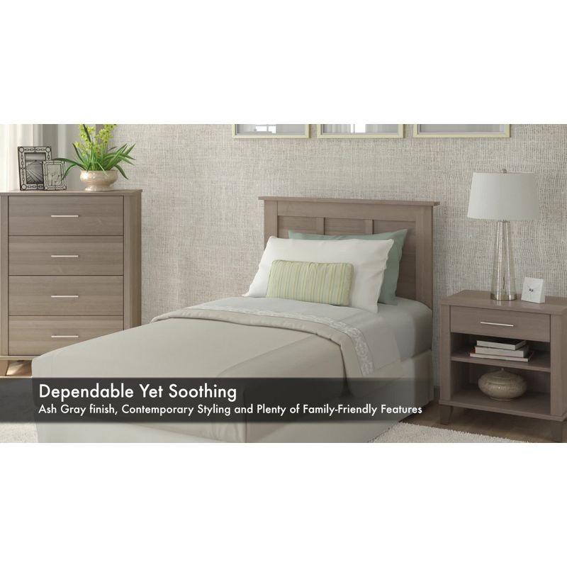 Ash Gray Transitional Engineered Wood Nightstand with Satin Nickel Hardware