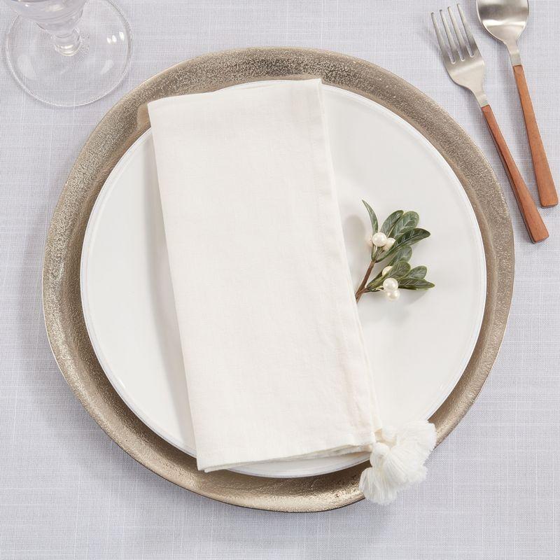 Tasseled Corners 4 Piece Linen Napkin Set