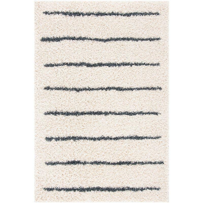Venus Shag VNS604 Power Loomed Area Rug - Ivory/Dark Grey - 4'x6' - Safavieh.
