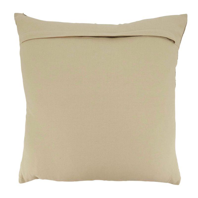 Natural Cotton Stitched Stripe Square Throw Pillow