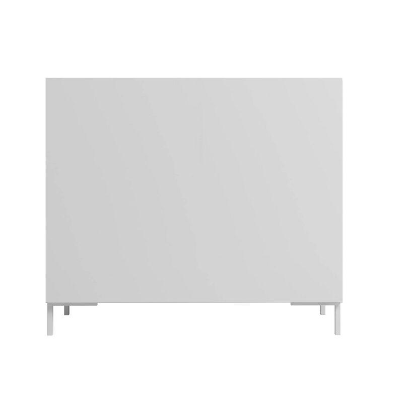 Manhattan Comfort Bogardus Mid - Century Modern 4 Shelf Accent Cabinet White: Painted Particle Board, Fixed Shelves, Anti-Tip Hardware