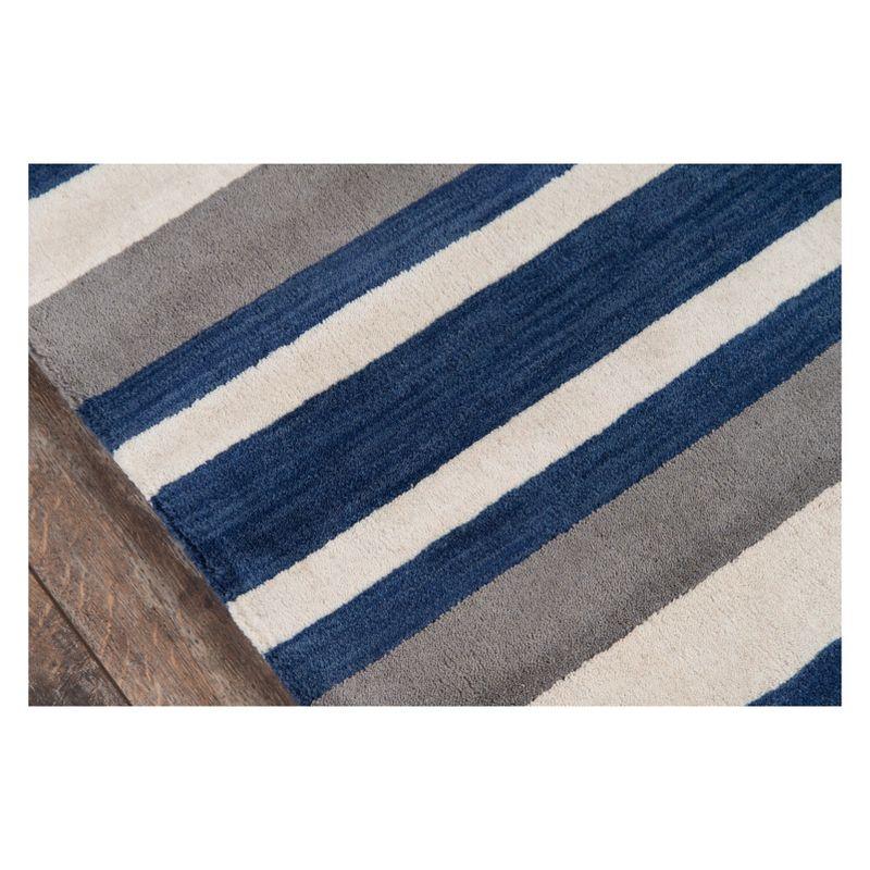 3'3"x5'3" Stripe Tufted Accent Rug Navy - Momeni: Contemporary Handmade Wool, Low Pile Indoor Rug, Canvas Backing
