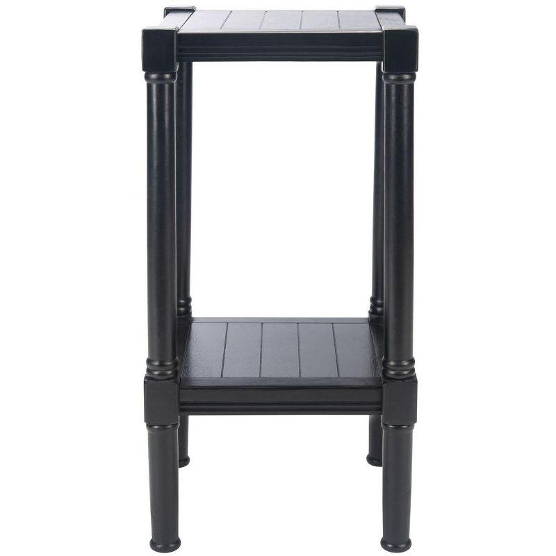 Elegant Pine Wood & Metal Square Accent Table - 20" Black Finish