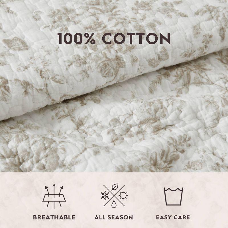 Twin White Cotton Reversible Quilt Set with Sham