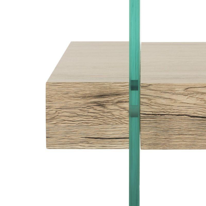 Kayley Coffee Table - Glass/Natural Wood Rack - Safavieh