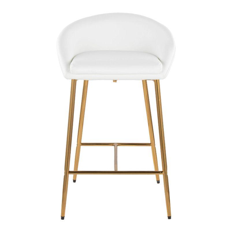 LumiSource Set of 2 26" Matisse Glam Counter Height Barstools Gold Metal Frame/White Faux Leather