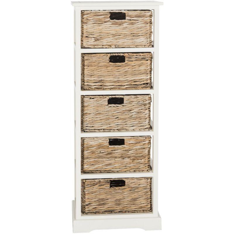 Dovecove White 5-Drawer Wicker Basket Storage Tower (Fully Assembled) | Wayfair