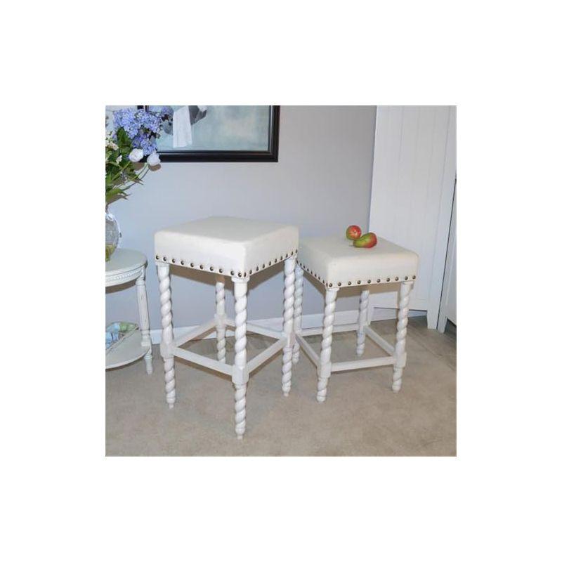 Carolina Living Remick 24" Counter Stool - Vintage White - Linen Upholstery