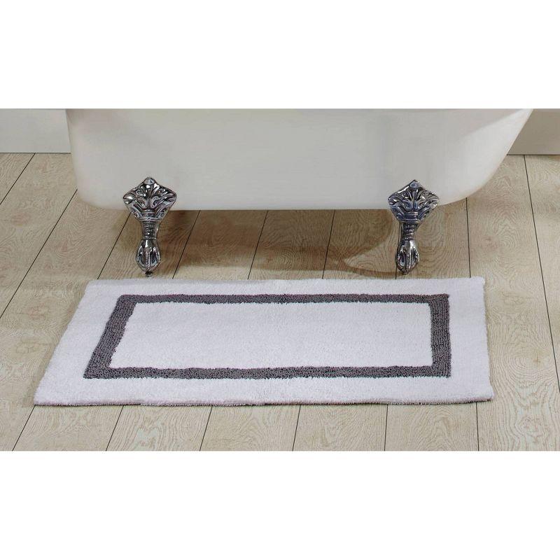 White and Gray Cotton Tufted Rectangular Bath Rug