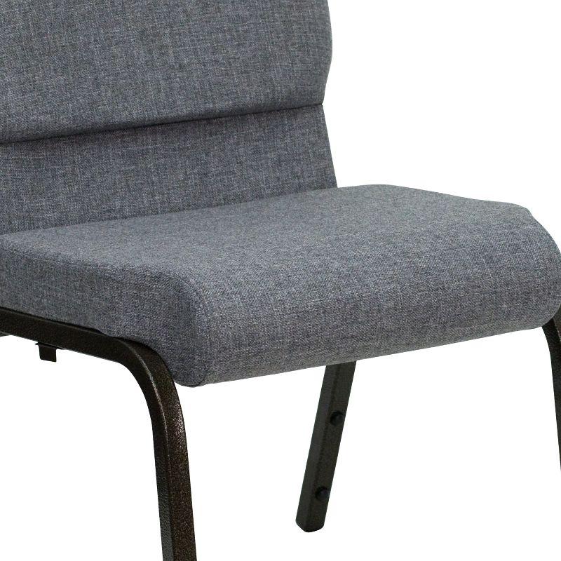Emma and Oliver 18.5"W Stacking Church Chair in Gray Fabric - Gold Vein Frame