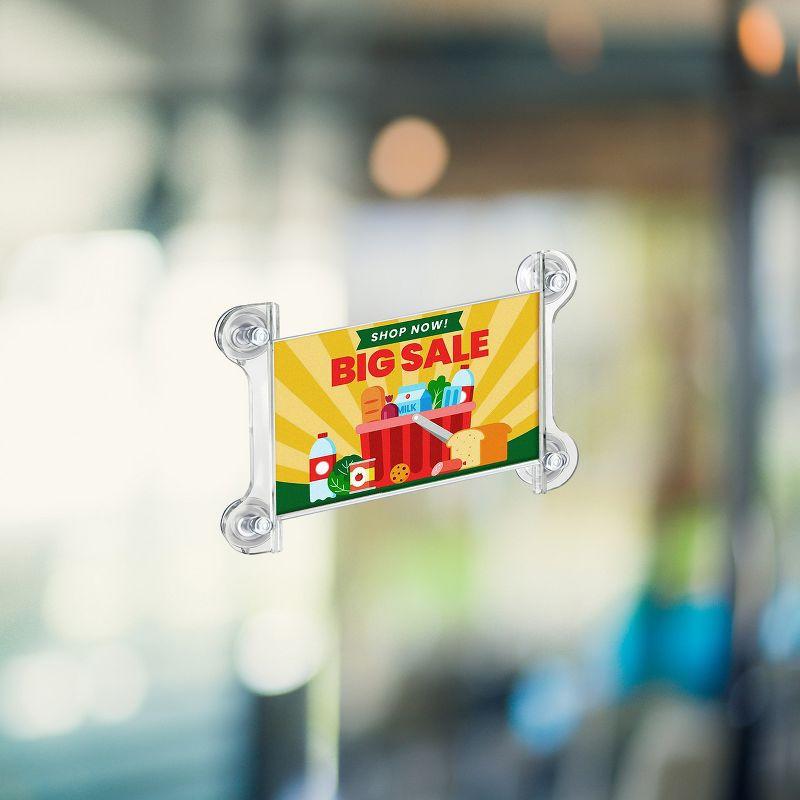 Clear Acrylic Window/Door Sign Holder Frame with Suction Cups 8.5''W x 5.5''H, 2-Pack (Set of 2)