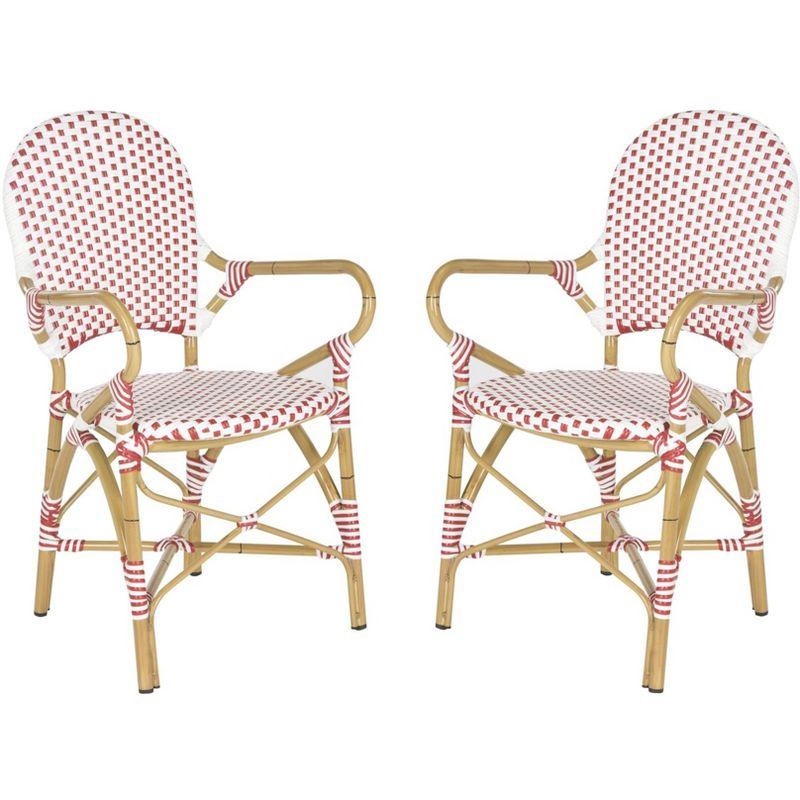 Hooper Arm Chair (Set Of 2) - Indoor/Outdoor - FOX5209 - Red/White - Safavieh