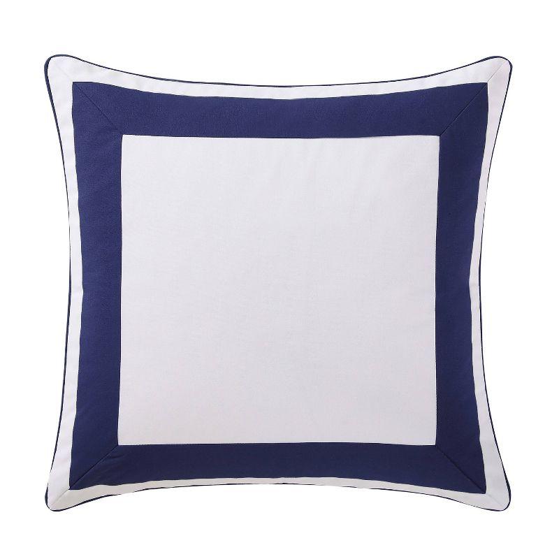 Navy and White Cotton Euro Pillow Sham