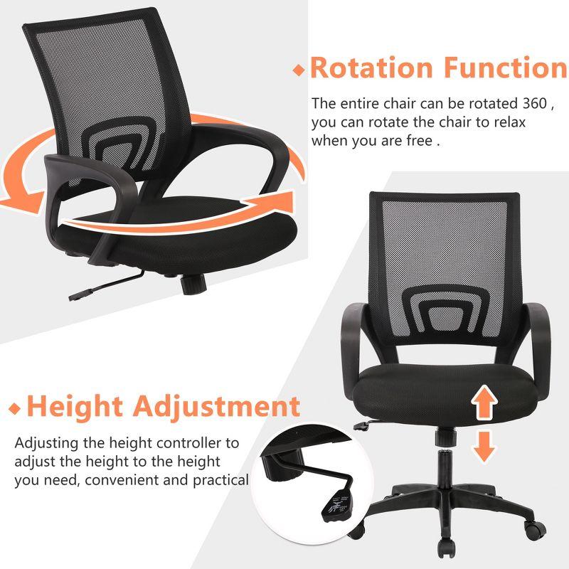 FDW Home Office Chair Ergonomic Desk Chair Mesh Computer Chair with Lumbar Support Armrest Adjustable Mid Back Task Chair for Women Adults