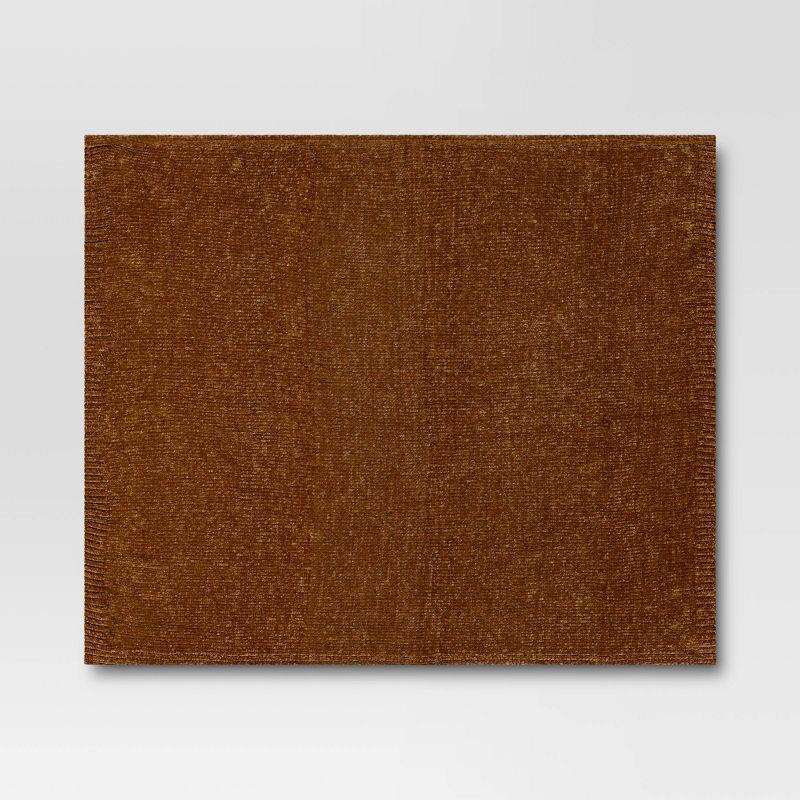 Shine Chenille Throw Blanket Brown - Project 62™: Midweight Reversible Couch Blanket, 50x60in, Machine Washable