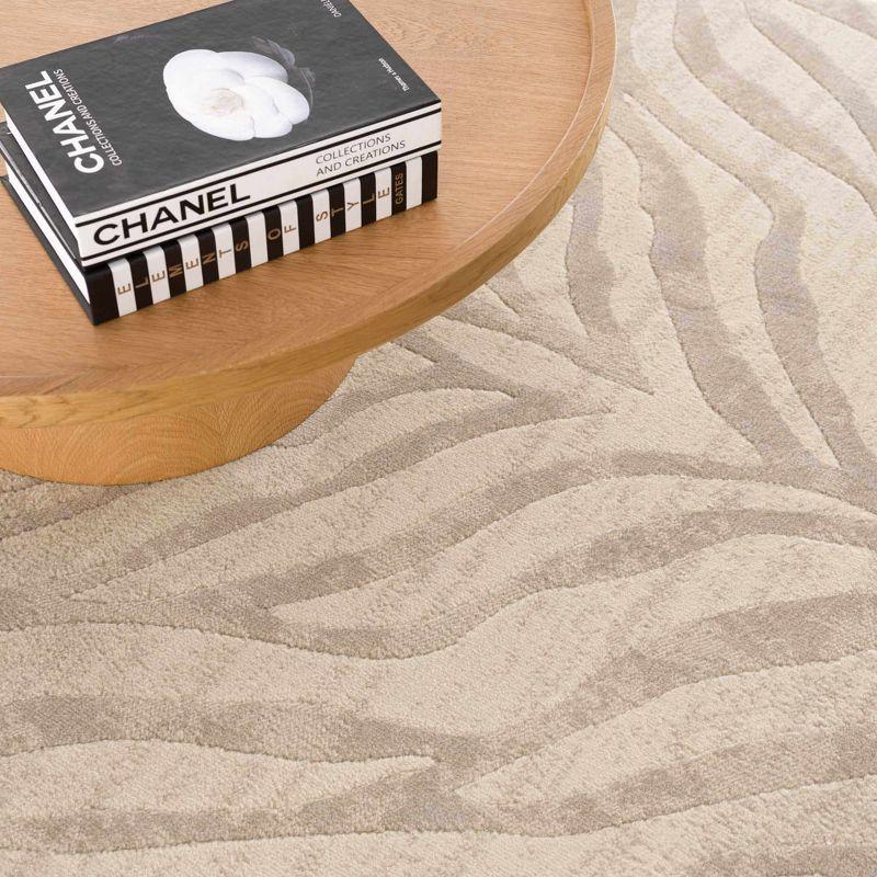 Hauteloom Beige Manteca Zebra Print Area Rug