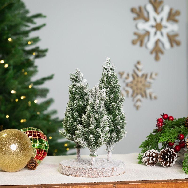 Northlight Seasonal Frosted Trio Of Pine Trees Christmas Decoration - 8" - Unlit