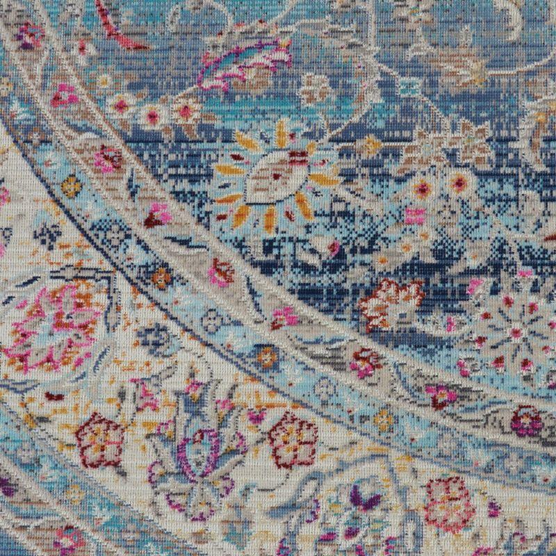 Nourison Vintage Kashan VKA01 Blue/Ivory/Orange Indoor Area Rug - 6' x ROUND