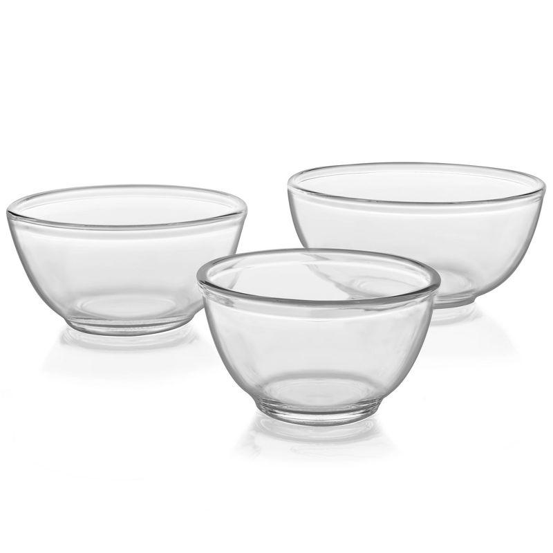 Libbey Baker's Basics 3 Piece Glass Mixing Bowl Set, Multi-Size