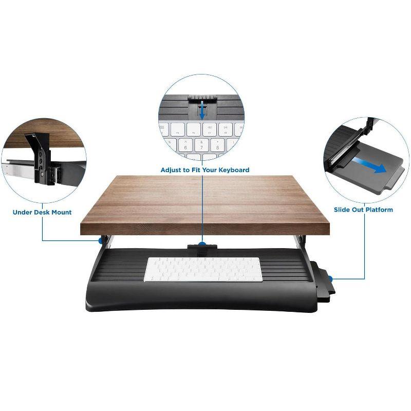 Mount-It! Keyboard Drawer Under Desk with Mouse Platform, Easy-Glide Sliding Under-Counter Computer Keyboard Tray 21 inch Wide