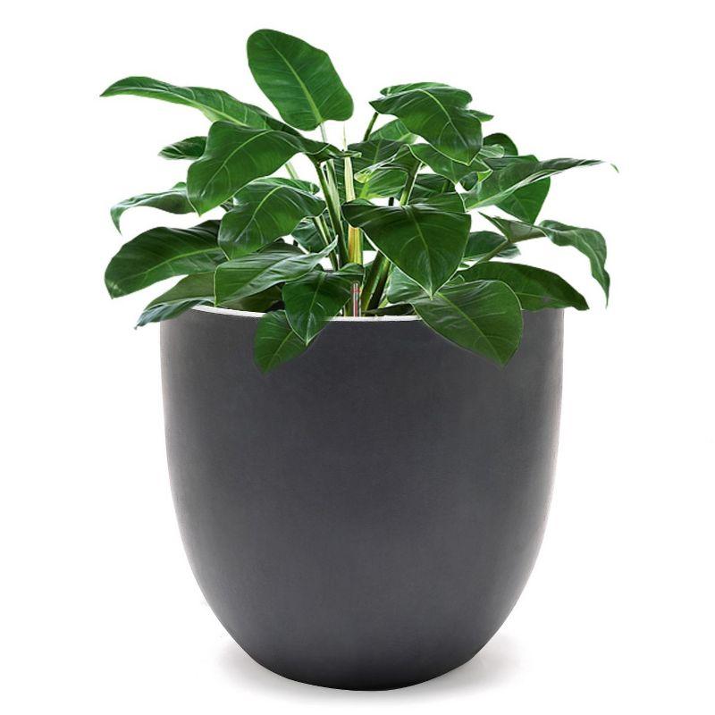 LuxenHome Round Tapered 9.2" H House Planter, Indoor/Outdoor Gray