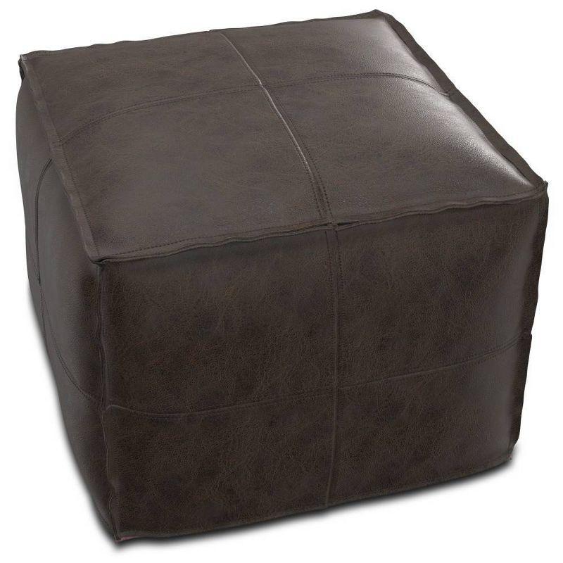 Erving Square Pouf Distressed Dark Brown - WyndenHall: Genuine Buffalo Leather, No Assembly Required, 250lb Capacity