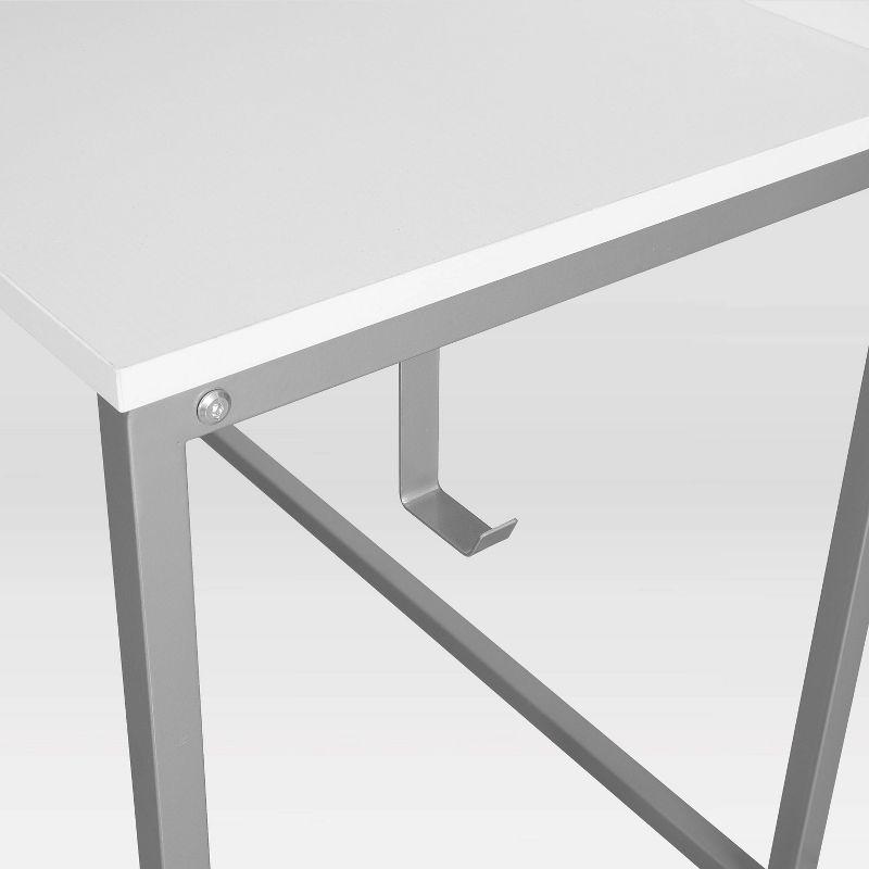 L Shape Desk with Hutch and Storage White - Techni Mobili: Industrial Style, Engineered Wood, Steel Frame, Ample Workspace