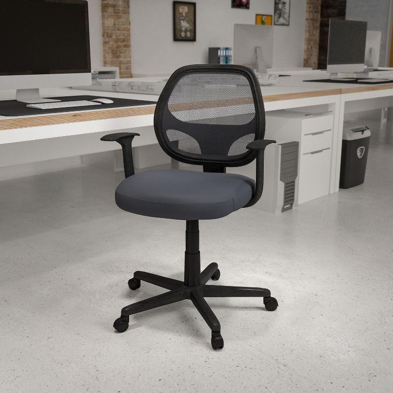 ErgoFlex Mid-Back Gray Mesh Swivel Task Chair with Plastic Base