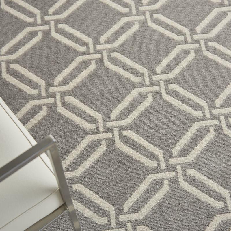 Nourison Jubilant 5'3" x 7'3" (5' x 7') Grey Area Rug Eclectic Retro Trellis by Nourison