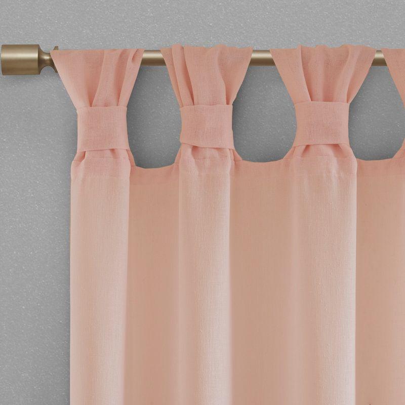 Madison Park Rosette Floral Embellished Cuff Tab Top Solid Single Curtain Panel