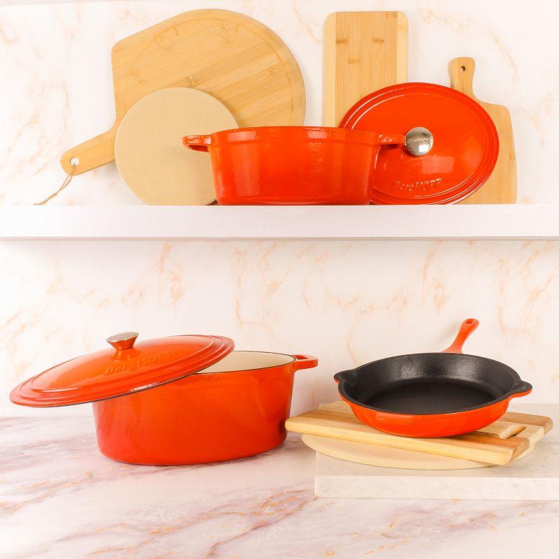 BergHOFF BergHOFF Neo 5Pc Cast Iron Set: 5Qt and 8Qt Covered Dutch Ovens and 10" Fry Pan