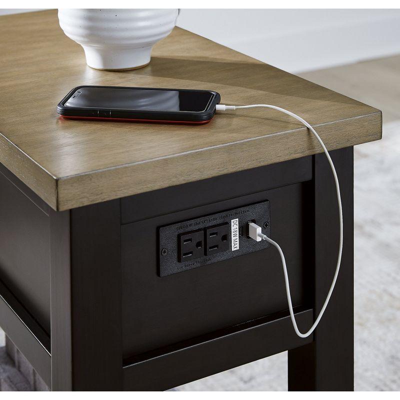 Signature Design by Ashley Drazmine 1 Drawer Chairside End Table with USB Charging, Brown