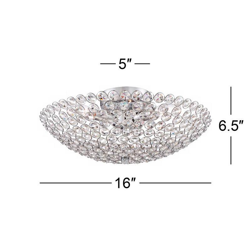 Possini Euro Design Geneva Modern Ceiling Light Semi Flush Mount Fixture 16" Wide Chrome 3-Light Crystal Glass Beads for Bedroom Kitchen Living Room