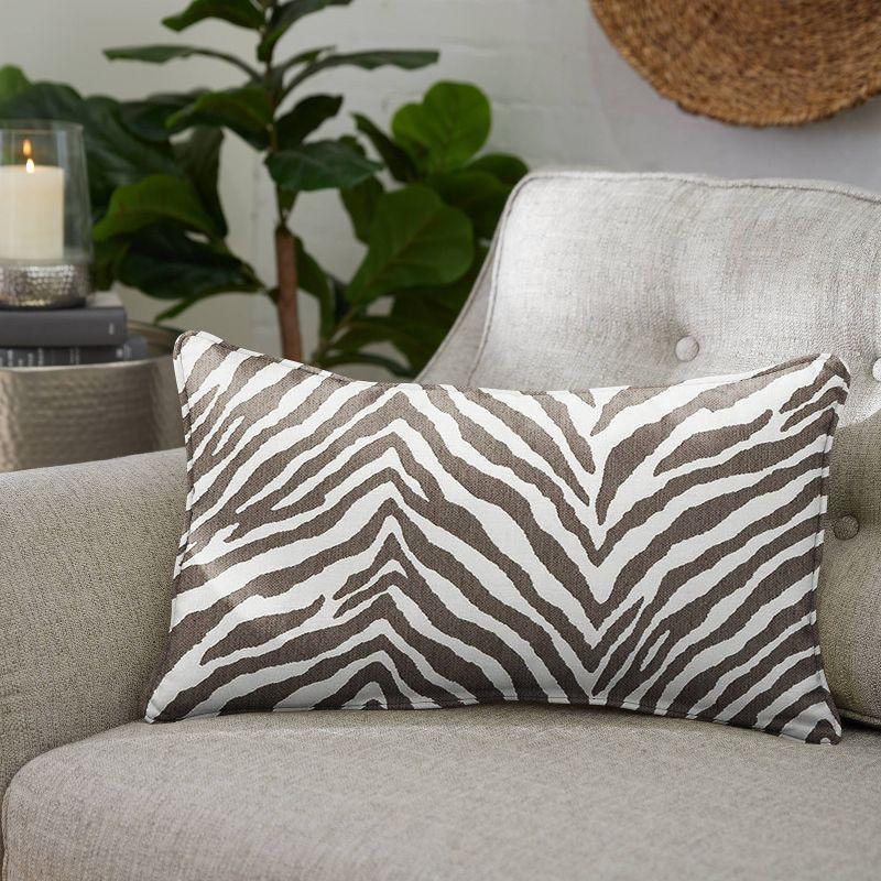 Sunbrella Gray Zebra Print Indoor/Outdoor Lumbar Pillow Set