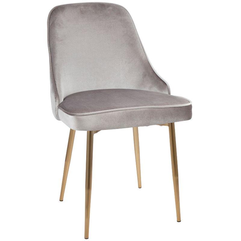 Set of 2 Dining Chairs LumiSource Silver Gold: Velvet Upholstery, Chrome-Plated Legs, Floor Protectors